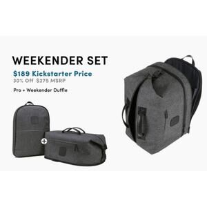 Wool & Oak Luxury Travel Bags Weekender Set Duffle Convertible Backpack Gray